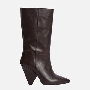 NWT Reiss Jax Leather Calf Length Boots in Plum size 40